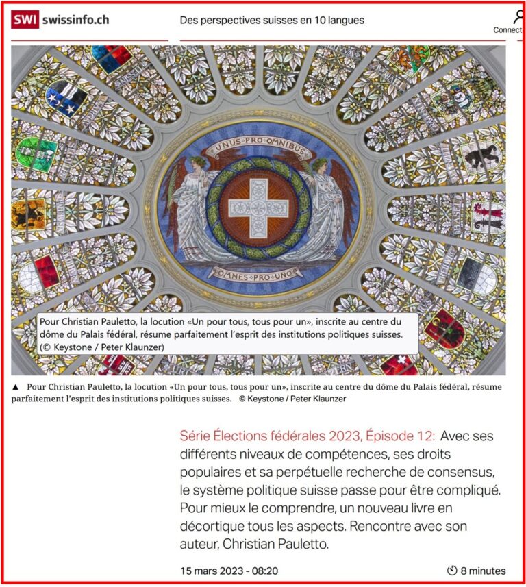 Swissinfo Olivier Pauchard interview Institutions politiques suisses Christian Pauletto 2023